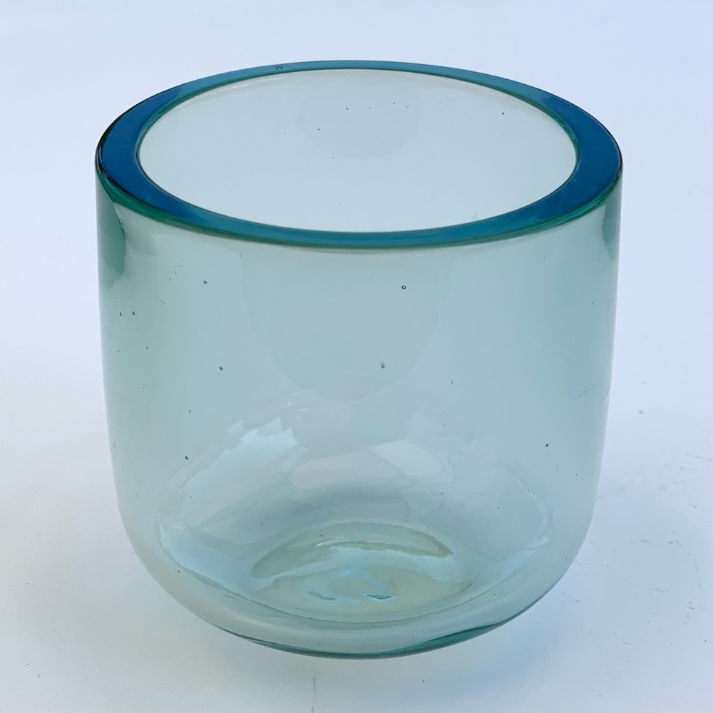 Thick Walled Light Green Handblown Lowball Rocks Whiskey Glass